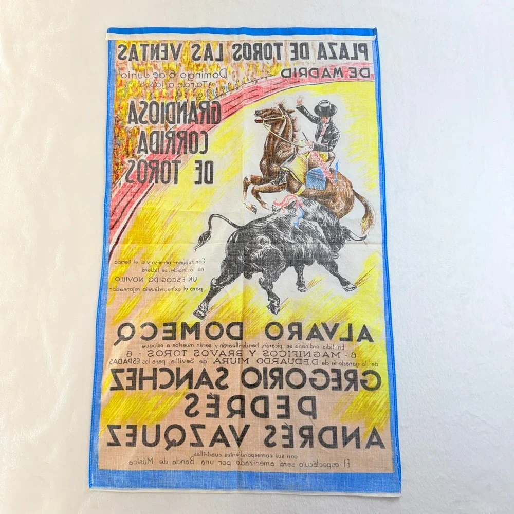 Vintage Plaza de Toros Las‎ Ventas Madrid Bullfighting Fabric Poster 18x30 Spain